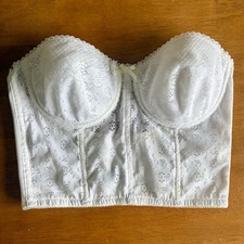 Vintage Avon Fashions 34C White Lace Corset Bustier Bra Top Bridal Coquette 90s