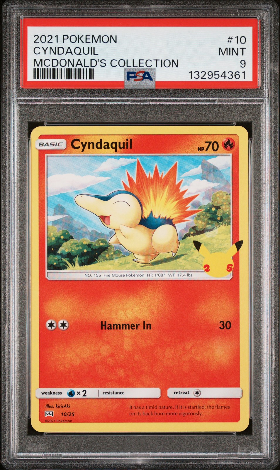 2021 POKEMON MCDONALD'S COLLECTION #10 CYNDAQUIL PSA 9