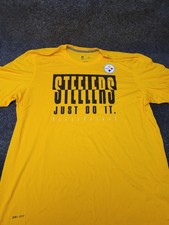 Pittsburgh Steelers Shirt Mens 2XL Yellow NFL Football Nike Dri Fit Just Do It