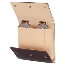 Watch Roll Travel Case 2 Slots Portable Leather Watch Case Purple