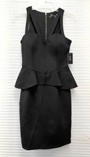 GUESS Black Cutout Scuba Peplum Dress Size 4 NWT Bodycon Mini Back Zipper