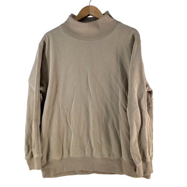 Stylerunner Sweatshirt Womens S Beige Mock Neck Fleece Relaxed Pullover 134481