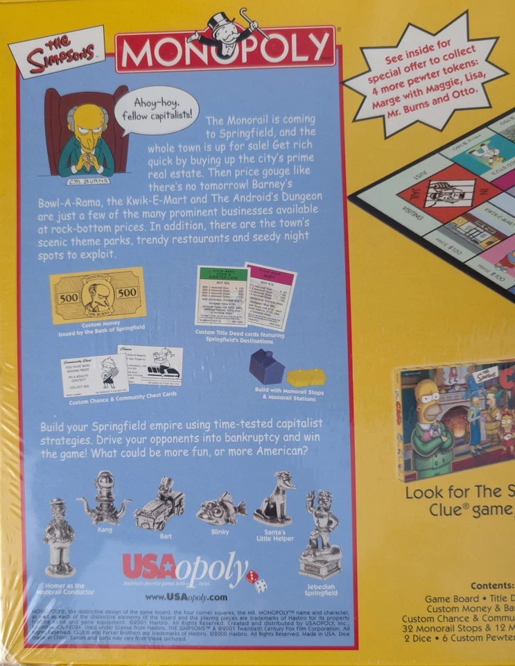 USAopoly The Simpsons Monopoly 30 Year Anniversary Edition 6 Pewter Game Tokens - Image 3 of 4