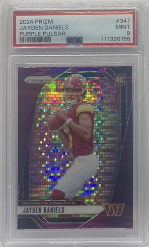 2024 Panini Prizm Jayden Daniels #347 Rookie Purple Pulsar RC PSA 9 MINT SP
