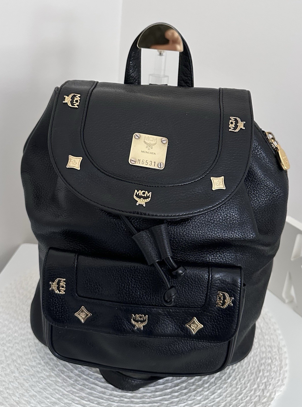 Authentic MCM Black Heritage Drawstring Leather B… - image 1