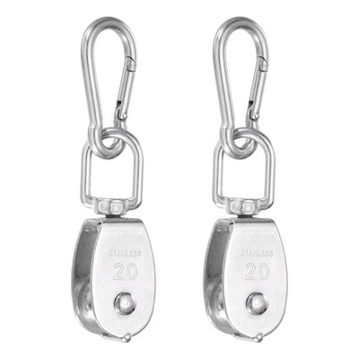 M20 Single Pulley Block, (Loading 70KG)(2Set), Stainless Steel Swivel Rigging