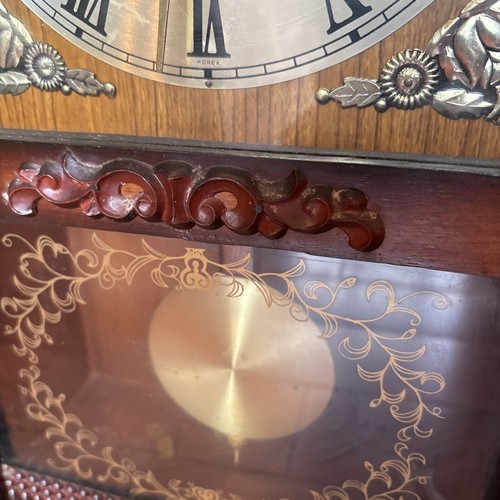 Vtg. Wang Ja Mantle Clock Wooden Pendulum W/ Key Japan For Parts - Afbeelding 5 van 16