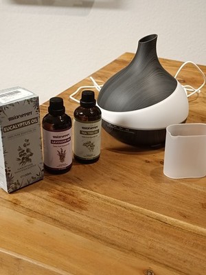 Diffuser für Ätherische Öle 500ml - Inkl. 3 Öle (Lavendel, Eukalyptus, Teebaum)