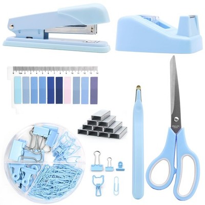 OfficeMate Stapler & Tape Dispenser Set - Blue Desk Accessory Kit, Gift for S...