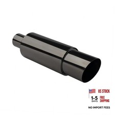 Universal Stainless Steel Exhaust Muffler,2.0" Inlet Rear Straight Pipe Black