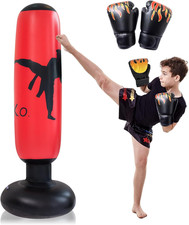 Sacco Da Boxe Gonfiabile, 160 Cm, per Bambini, Con Guantoni Da Boxe, Sacco Da Bo