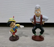 2 x PINOCCHIO & GEPPETTO FIGURES cake toppers DISNEY small toys 