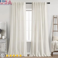 Linen Blend Curtains Light Filtering Drapery Panels Home Privacy 2 Pack New