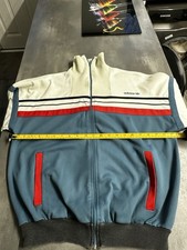 Vintage Adidas Originals Ventex Track Top Medium Blue Grey White Red Retro Rare