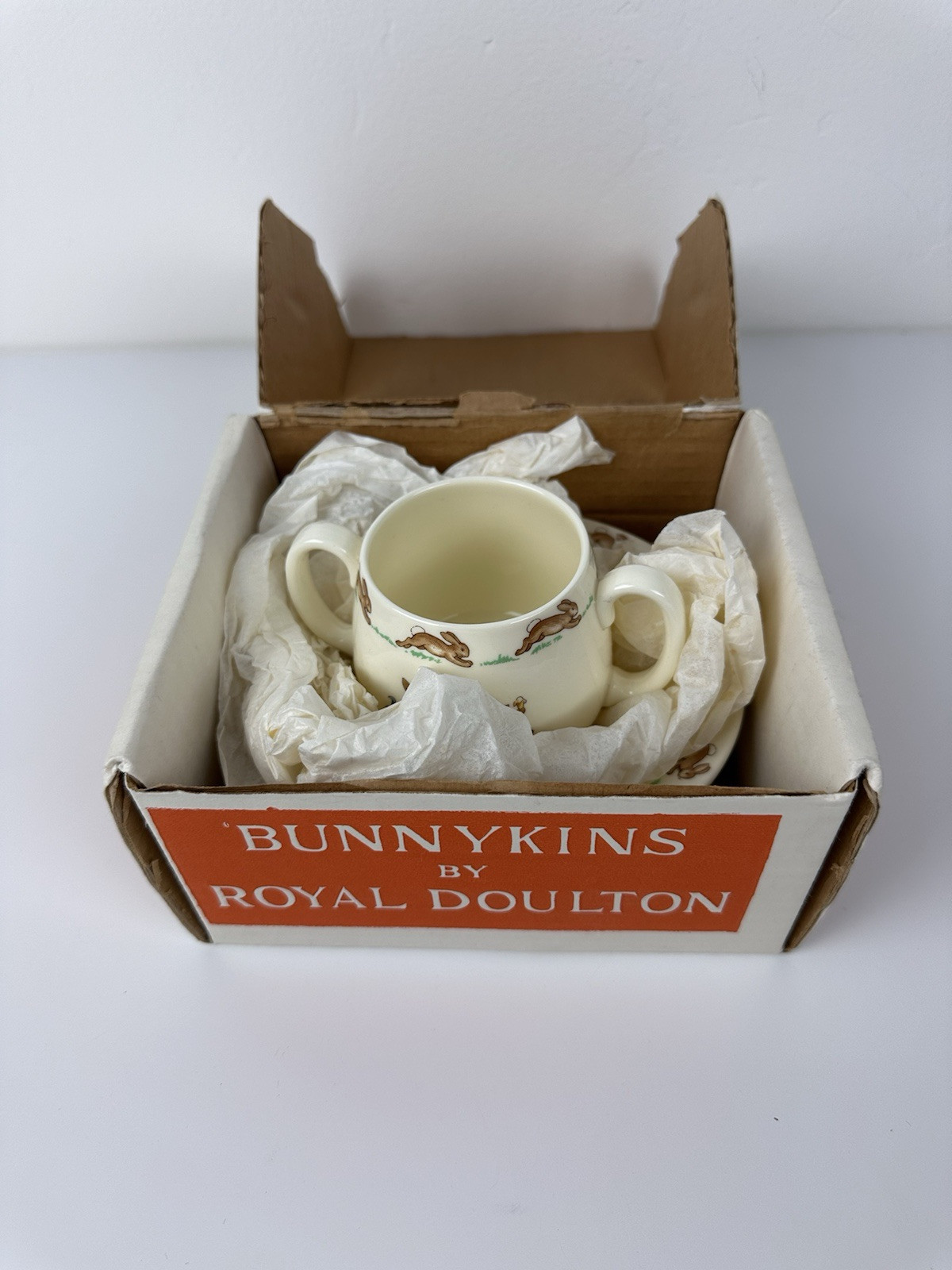 RETRO Bunnykins Royal Doulton Cup And Cereal Bowl Set vintage Easter w/box — image 2