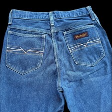 VTG 70s 80s Wrangler Jeans Womens Sz 28 Embroidered Pockets High Rise