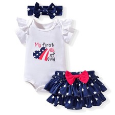 0-3 Months Infant Girl First 4th of July Clothes My Independence Day Outfit U...