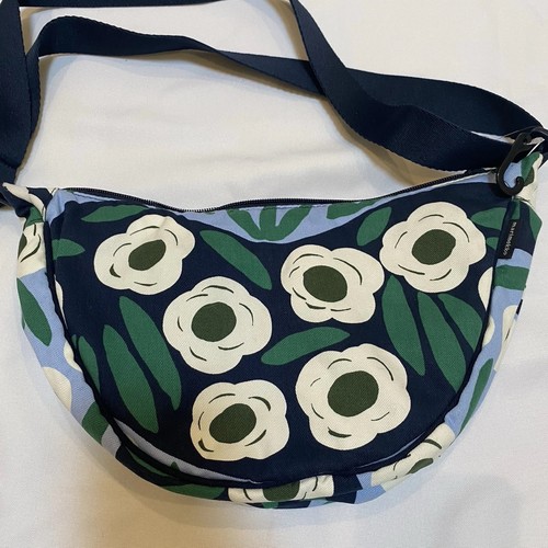 UNIQLO x MARIMEKKO Round Mini Shoulder Bag Blue Floral Crescent Purse Crossbody