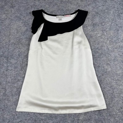 The Limited Scandal Collection Top White Black Ruffle Blouse Womens XS