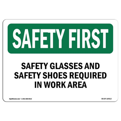 #ad OSHA Safety First Sign Safety Glasses and Safety Shoes Required Vinyl Labe... $13.01