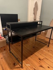 Cubiker 120cmx50cm Three Tier Office Desk Wood Computer Desk With Monitor Stand