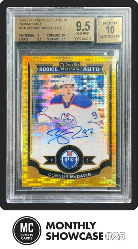 CONNOR MCDAVID BGS 9.5 2015 O-PEE-CHEE OPC PLATINUM 190 SEISMIC GOLD AUTO RC /25