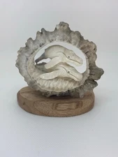 Moose Antler Knuckle Carving - Double Whales  - Brand New - Free Shipping