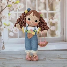 Salopette Doll Crochet, Handmade Crochet Amigurumi Doll Gift, Amigurumi Doll