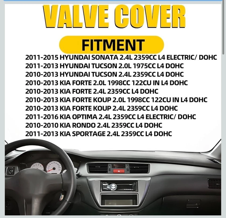 发动机阀盖带垫片适用于现代索纳塔 10-15 图森起亚 Optima 10-16 — 第 2/4 张图片