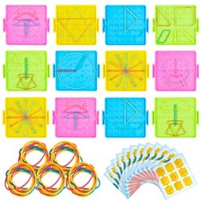 Deekin 24 Pcs Double Sided Geoboard Mathematical Kids Geoboards with Rubber