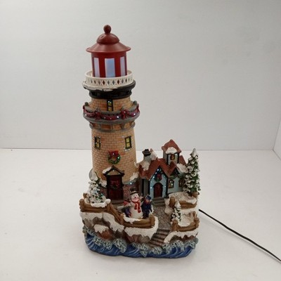 14'' Fiber Optic Christmas Lighthouse Table Top Deco  Power Cord 2008 B46