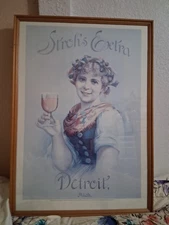 Rare Strohs Extra Beer Advertisement Louis Pranger Lithograph Framed 33x25”