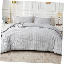 Seersucker King Comforter Set 104x90 inches , 3 Pieces - 100 Soft Washed
