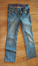 Mossimo Girls Jeans, Sz 12,Straight leg, 5-pockets, Burgundy Pockets,Cotton/Sp