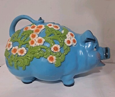Vintage Giant Piggy Bank Universal Statuary 1976 Blue White
