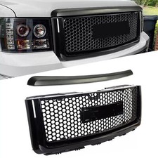 Fits 07-13 Gmc Sierra 1500 Front Upper Grille Hood Molding Trim Abs Black 2pcs Fits 07-13 Gmc Sierra 1500 Front Upper Grille Hood Molding Trim Abs Black 2pcs