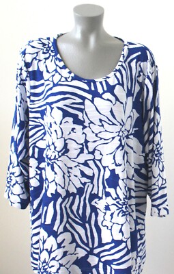 C. D. DANIELS WOMANS LONG TUNIC PLUS SIZE 2X BLUE WHITE