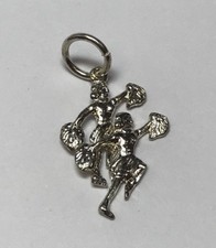 STERLING SILVER CHEERLEADER CHEERLEADING BRACELET CHARM POM POM DOUBLES
