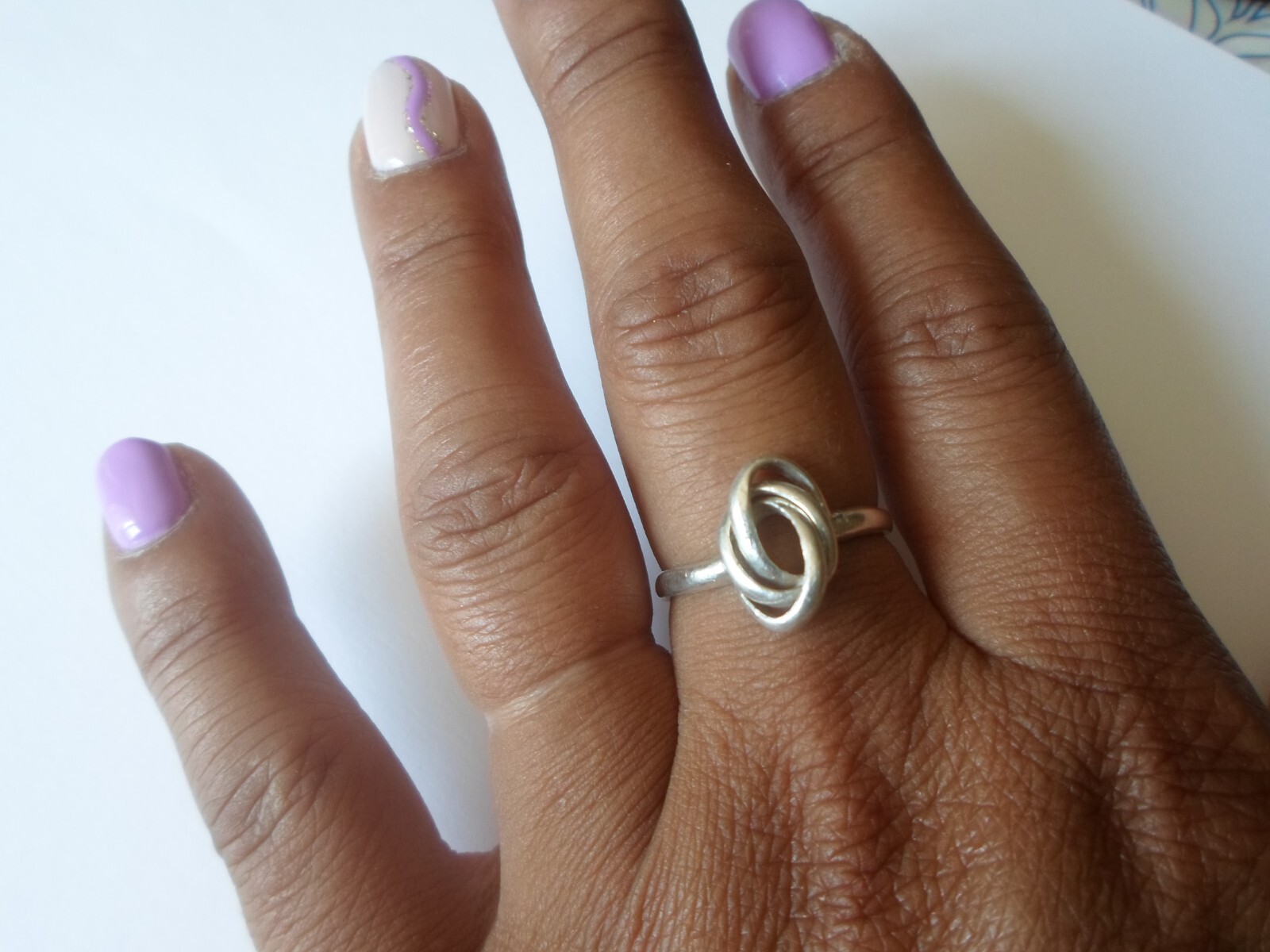 solid silver ring, interlaced openwork ovals, siz… - image 3