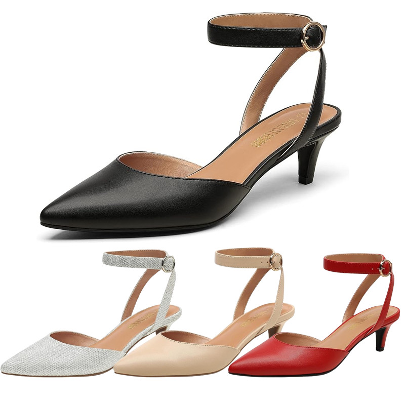 Kitten Heels Shoes For Women Womens Slingback Pumps Bow Tie Closed