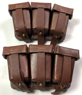 WWI GERMAN M1909 G98 GEW98 GEW 98 RIFLE AMMO POUCHES-BROWN LEATHER