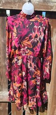 Et Vous Floral Chiffon Tea Dress Flower Show Holiday Long Sleeve UK 12 rrp £30