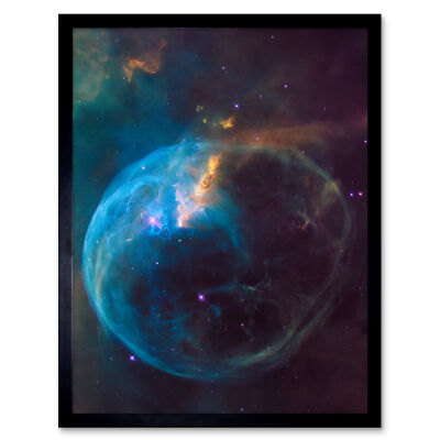 NASA Hubble Weltraumteleskop Blasennebel NGC 7635 Cassiopeia gerahmter Druck 12x16