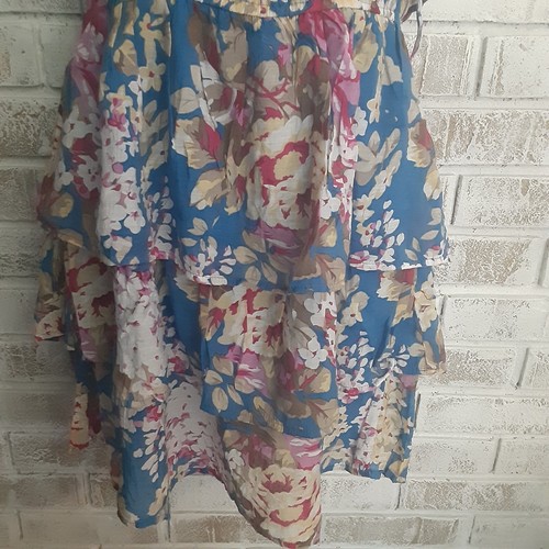 Poetry sz L Ruffle Tiered Sundress Bandeau Floral Summer Fun - Picture 4 of 8