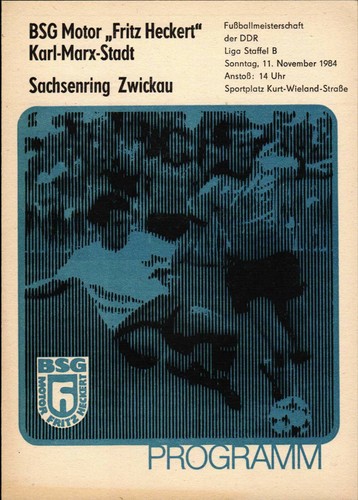 DDR-LIGA 83/84 MOTEUR  Fritz Heckert  Karl-Marx-Stadt - BSG Moteur