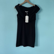 Zara Dress L Mini Off The Shoulder Knot Gathering Cutout Front Jersey