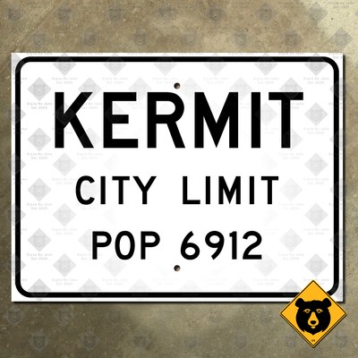 Kermit Texas city limit road sign street highway 1956 Winkler County West 28x21