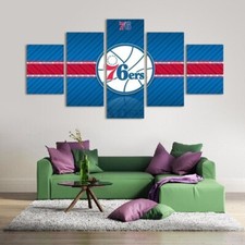 Philadelphia 76ers NBA Basketball Team Logo 5 Piece Panel Canvas Wall Art Decor