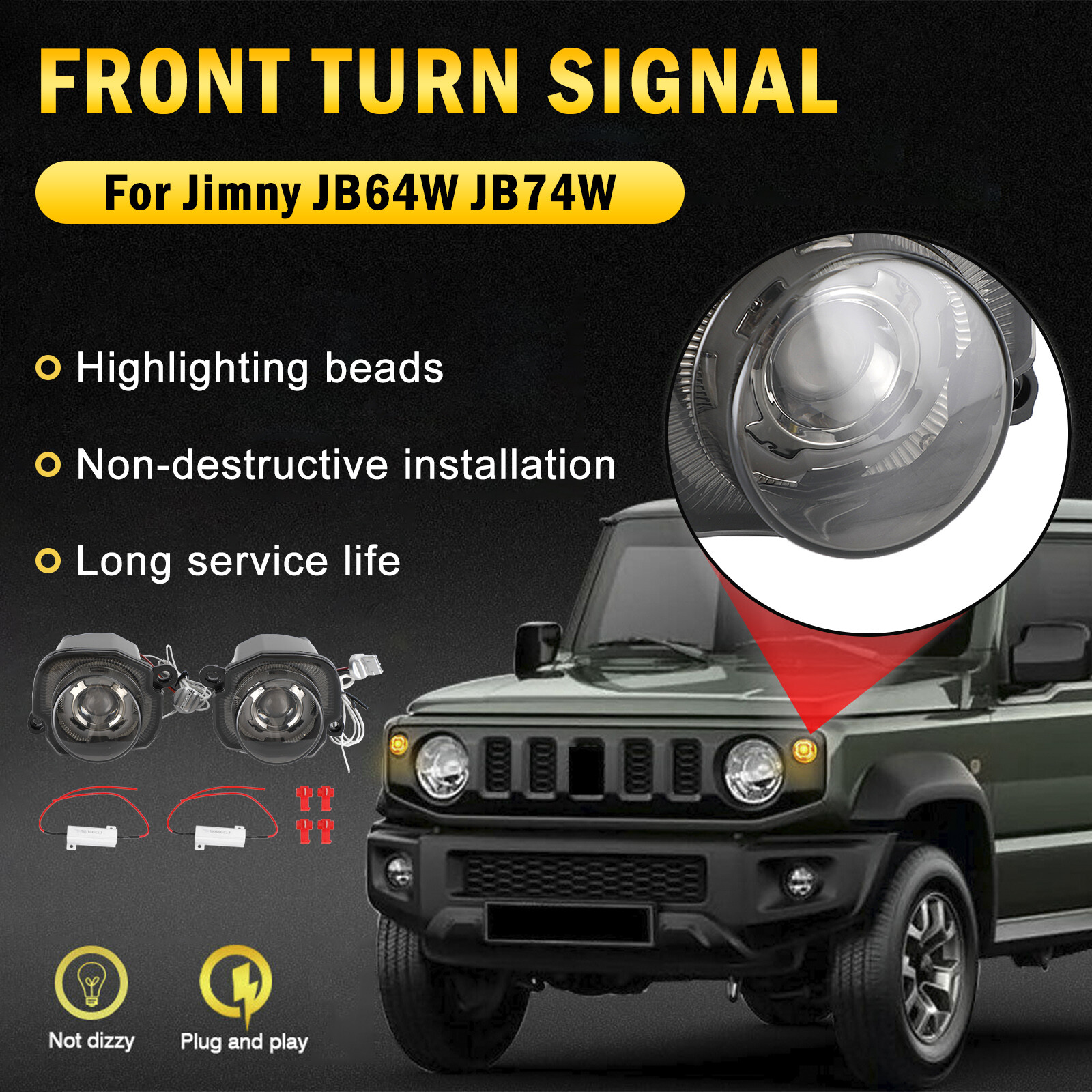 Pair of Front Turn Signal Lamp Light For Suzuki Jimny JB64 JB74 19-21 Smoked U4
