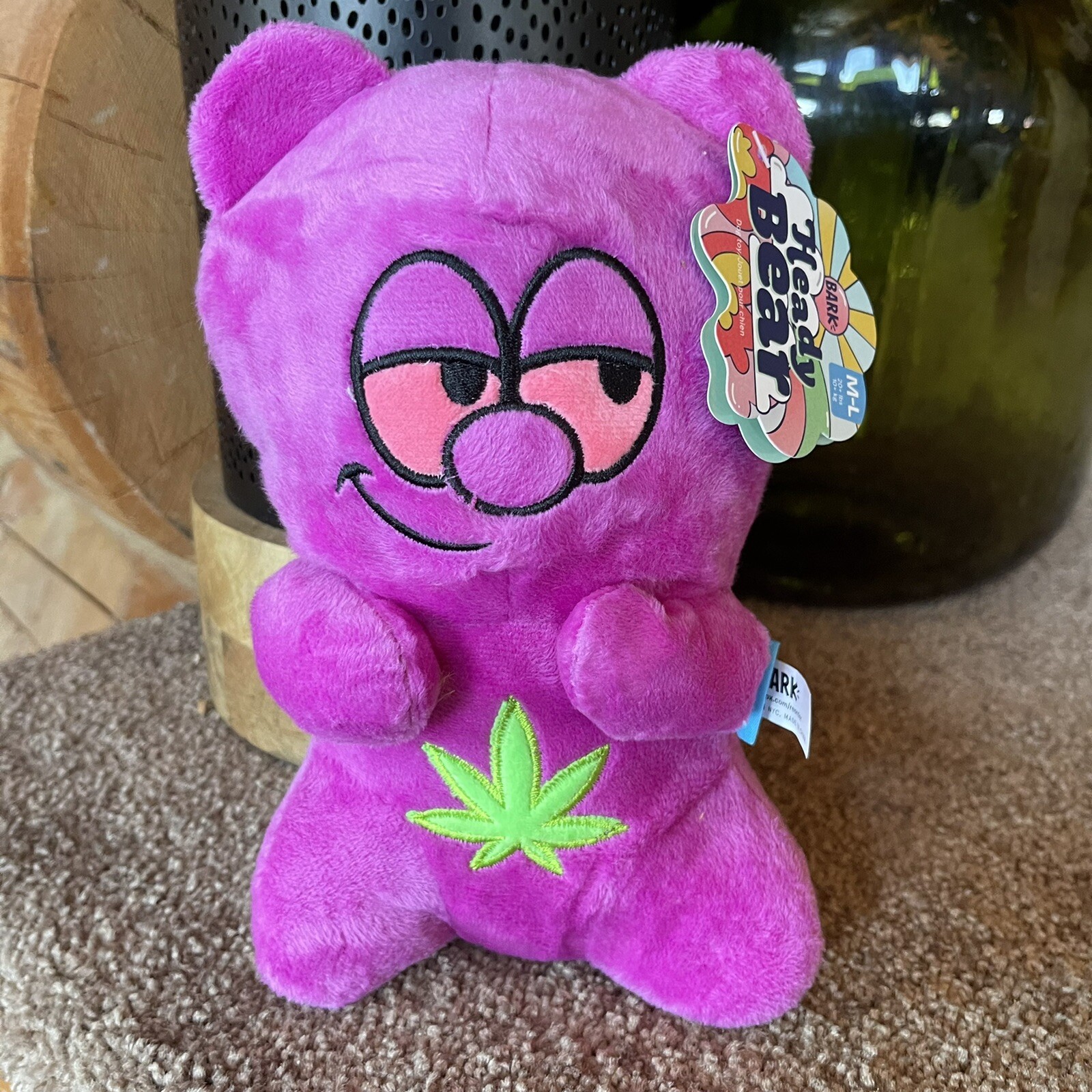 Bark Box 420 Limited "HEADY BEAR" Fuzzy Wuzzy Gummy Dog Toy 